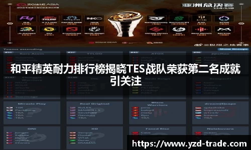 和平精英耐力排行榜揭晓TES战队荣获第二名成就引关注